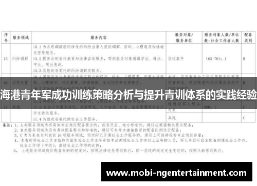 海港青年军成功训练策略分析与提升青训体系的实践经验